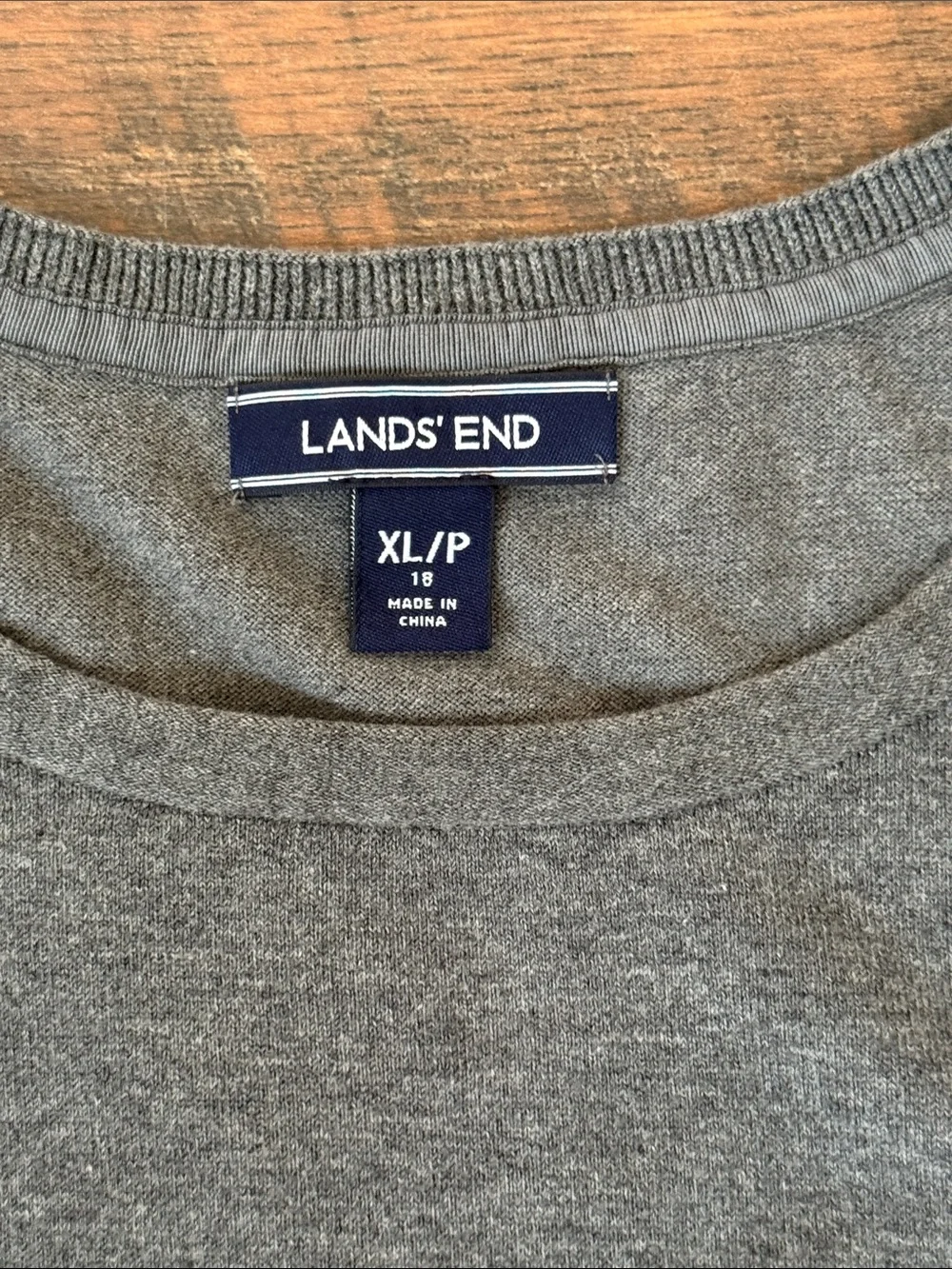 Lands’ End Gray Short Sleeve Sweater Knit Top XL Petite 18